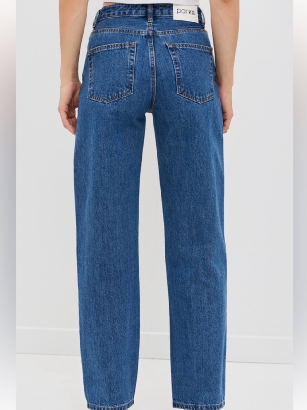 Parke Straight-Leg High-Rise Jeans in Medium Blue